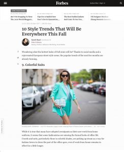 10 Style Trends: That Will Be Everywhere This Fall - forbes.com - 2020 07 31 - Alexandra Lapp - found on https://www.forbes.com/sites/sboyd/2020/07/31/10-style-trends-that-will-be-everywhere-this-fall/?sh=75b8bce4100d