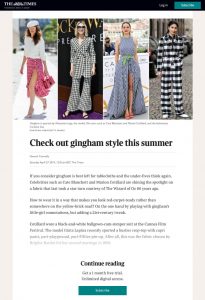 Check out gingham style this summer - The Times - thetimes.co.uk - 2020 04 27 - Alexandra Lapp - found on https://www.thetimes.co.uk/article/check-out-gingham-style-this-summer-dw2km9xvp