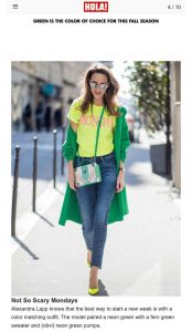 Green is the color of choice for this fall season - Foto 4 - us-hola.com - 2019 10 02 - Alexandra Lapp - found on https://us.hola.com/fashion/gallery/2019102128828/fall-fashion-accessories-green-trends-gallery/4/?viewas=amp