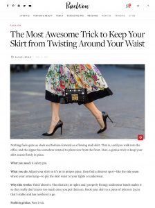 How to Keep Your Skirt from Twisting Around Your Waist PureWow - 2017 03 - Alexandra Lapp - found on http://www.purewow.com/fashion/how-to-keep-your-skirt-from-twisting