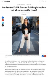 Modetrend - Weiße Hosen sind ein Must have im Frühling 2019 - instyle de - 2019 03 26 - Alexandra Lapp - found on https://www.instyle.de/fashion/modetrend-weisse-hose-fruehling-2019