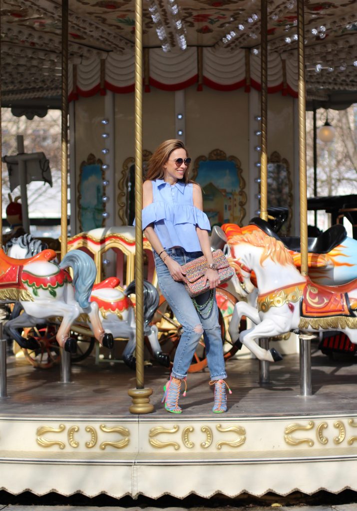 Alexandra Lapp wearing Zara, Levis, Chanel, Sophia Webster, Dita, Levis ReDone