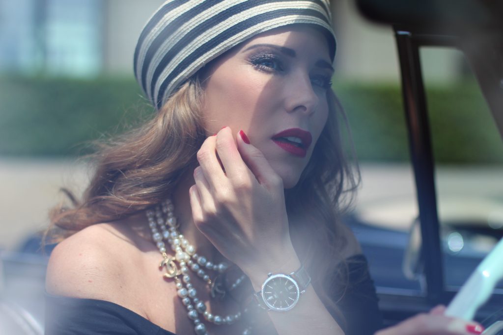 Alexandra Lapp wearing IWC watch, Portofino, Gucci, Tibbi, Dolce Gabbana, Chanel, Christian Louboutin, Mac, Armani