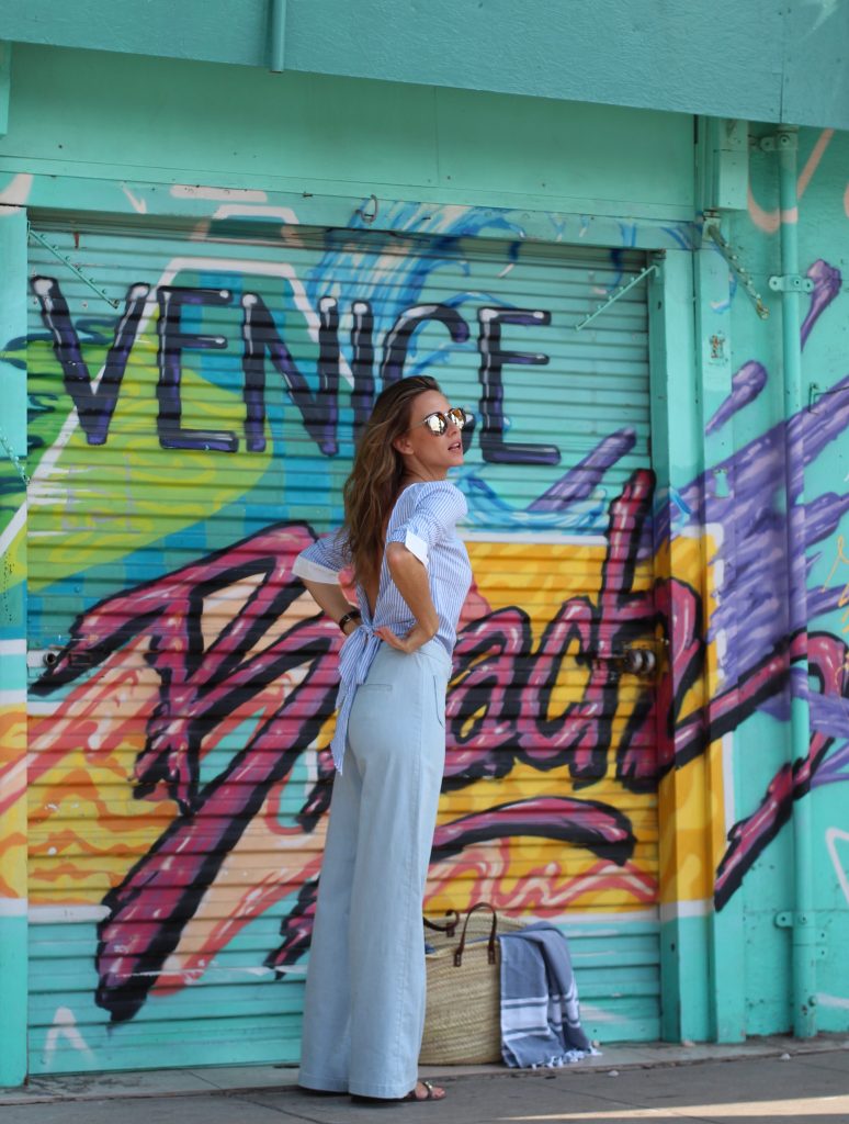 Alexandra Lapp wearing SET, Pixie Market, Espadrij, IWC, Le Specs, Valentino at Google in Venice Beach.