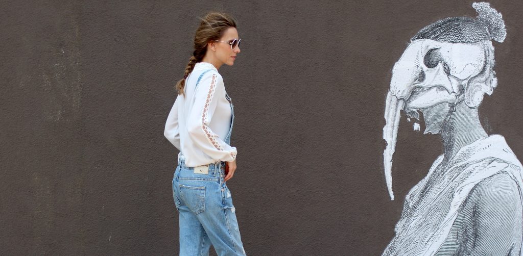 Alexandra Lapp wearing Steffen Schraut, True Religion, Gianvito Rossi at Abbot Kinney In Venice Beach, Los Angeles
