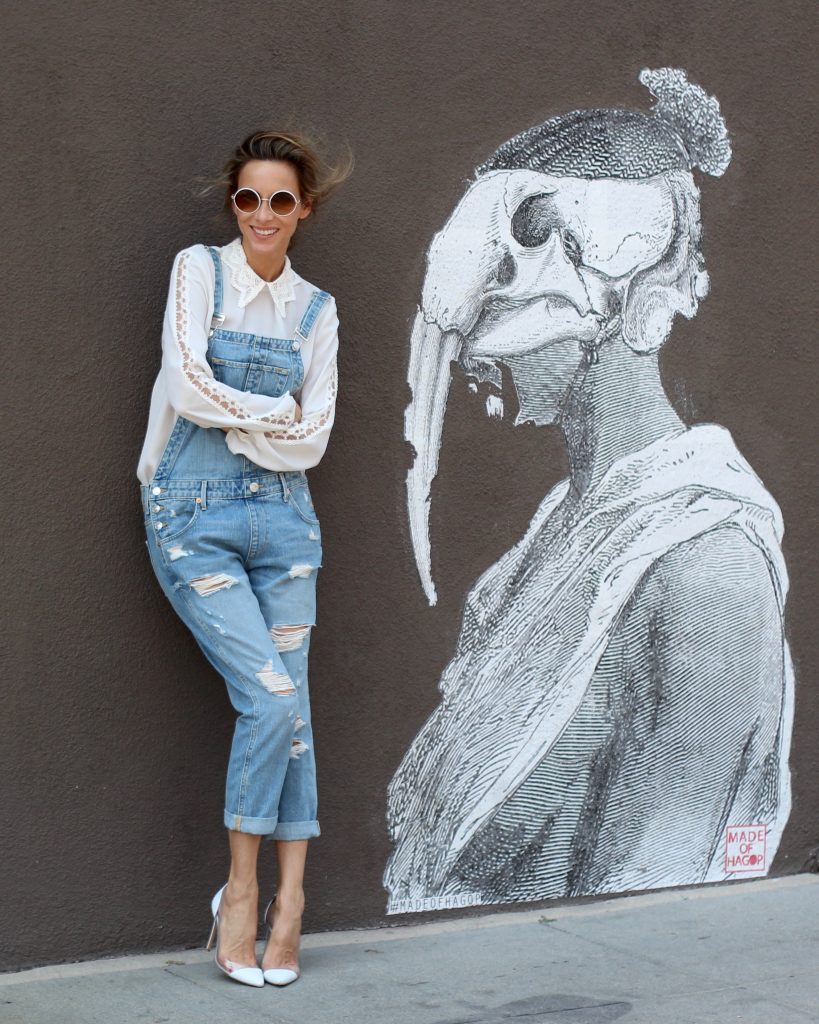 Alexandra Lapp wearing Steffen Schraut, True Religion, Gianvito Rossi at Abbot Kinney In Venice Beach, Los Angeles