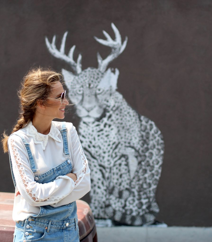 Alexandra Lapp wearing Steffen Schraut, True Religion, Gianvito Rossi at Abbot Kinney In Venice Beach, Los Angeles