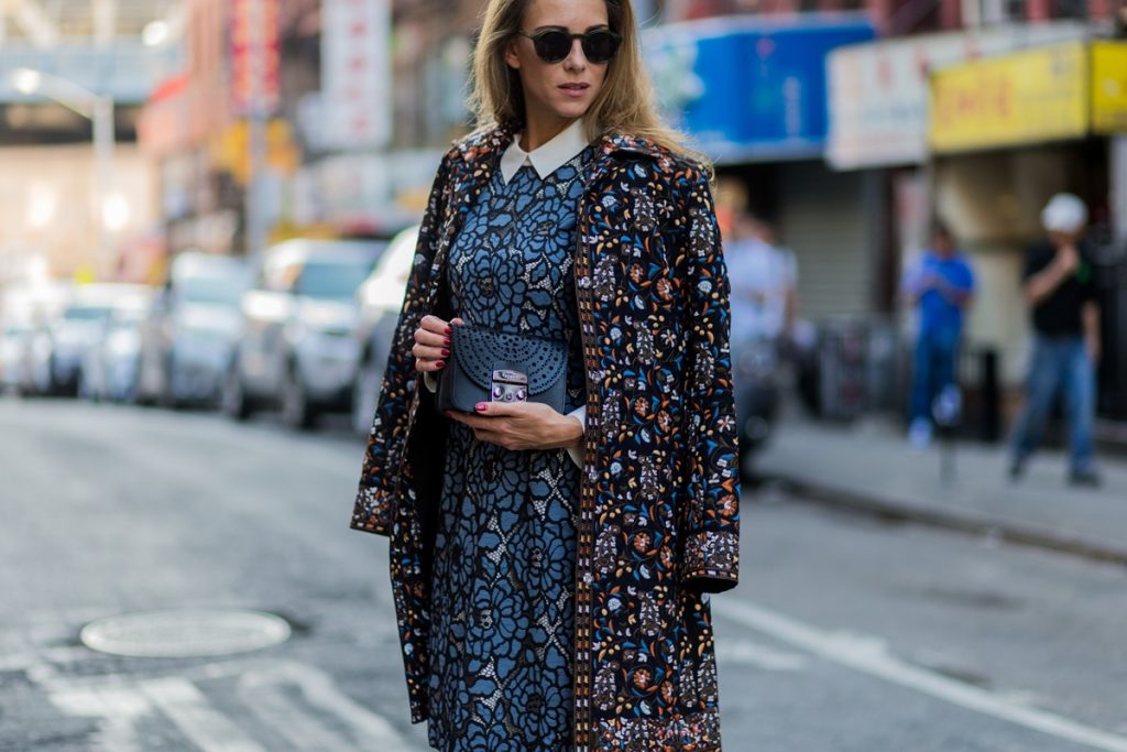Alexandra Lapp wearing Steffen Schraut, Christian Louboutin, Monokel, Furla during NYFW in Chinatown.