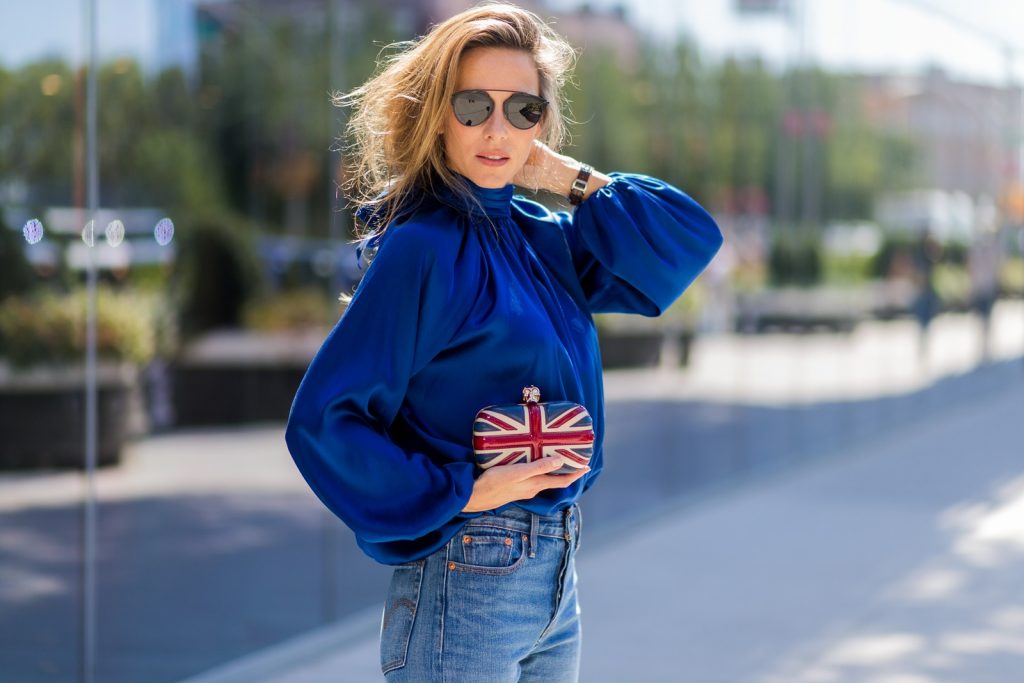 NEW YORK, NY - SEPTEMBER 14: German Fashion Blogger and Model Alexandra Lapp (@alexandralapp_) wearing a back to front shirt from Steffen Schraut, Levis jeans, Alexander Mc Queen clutch on September 14, 2016 in New York City. (Photo by Christian Vierig/Getty Images) *** Local Caption *** Alexandra Lapp
