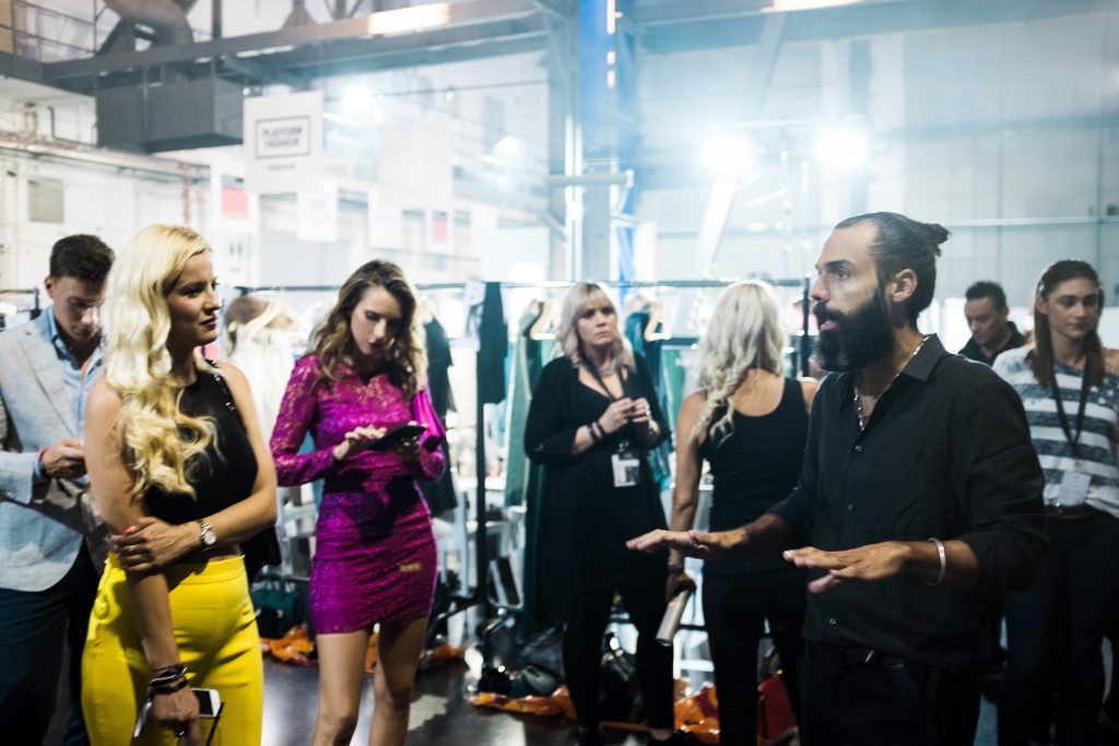 Model and Blogger Alexandra Lapp visiting Backstage before Fashion Show at Breuninger meets Platform-Fashion on July 21st 2017 in Düsseldorf, Germany.