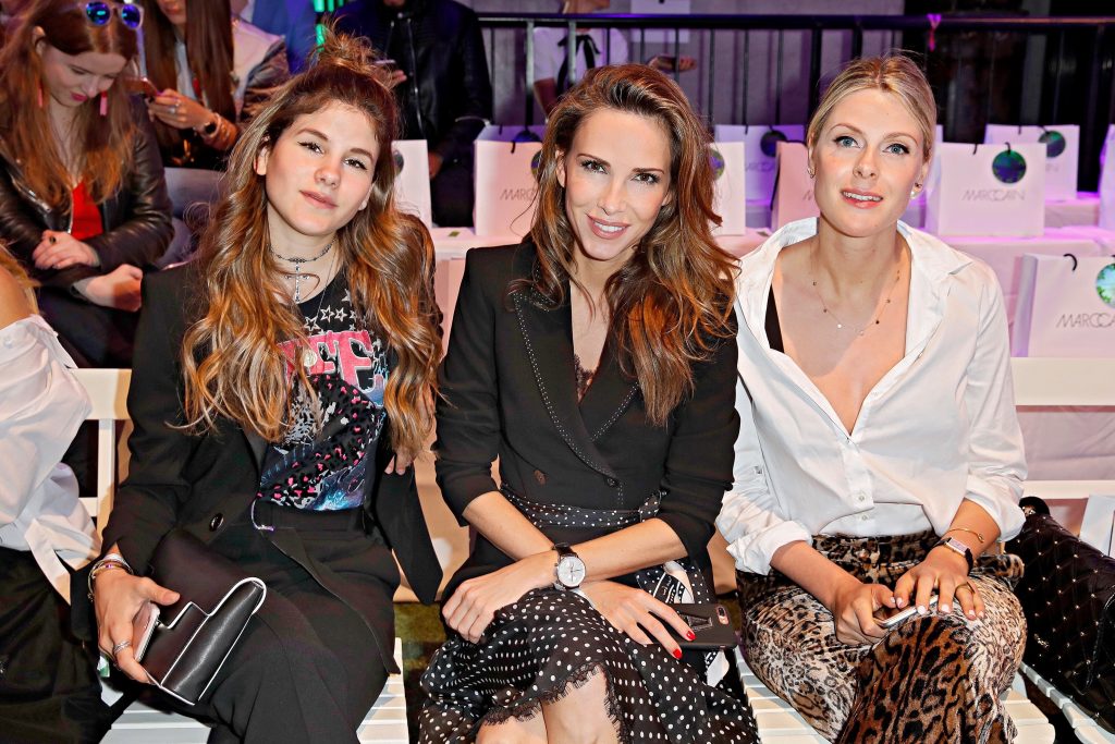 BERLIN, GERMANY - JULY 04: Kathrin Gelinsky, Nina Schwichtenberg, Vicky Heiler, Michele Kruesi, Alexandra Lapp, Sofie Valkiers and Stefanie Giesinger attend the Marc Cain Fashion Show Spring/Summer 2018 at ewerk on July 4, 2017 in Berlin, Germany. (Photo by Franziska Krug/Getty Images for Marc Cain)