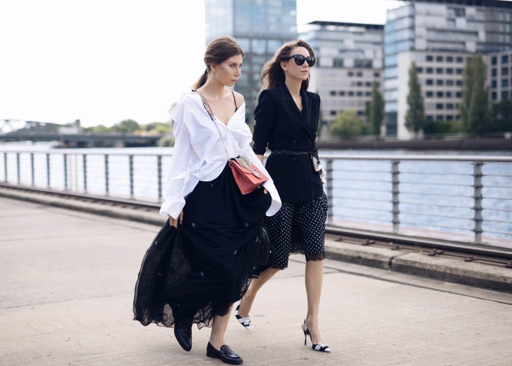 BERLIN, GERMANY - JULY 04: Alexandra Lapp (R) and Vicky Heiler (L) pose at the Marc Cain street style shooting during Mercedes-Benz Fashion Week Berlin Spring/Summer 2018 on July 4, 2017 in Berlin, Germany. (Photo by Brian Dowling/Getty Images for Marc Cain) *** Local Caption *** Alexandra Lapp; Vicky Heiler Processed with VSCO with a5 preset