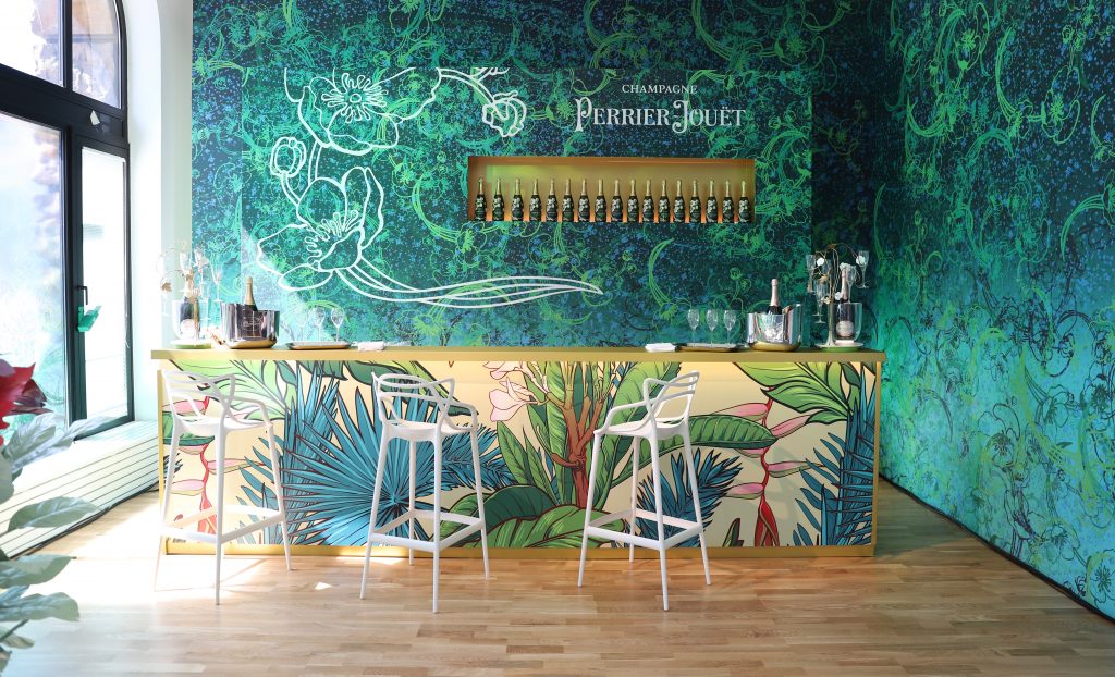 Blogger and Model Alexandra Lapp attending the Perrier-Jouët event in Munich where the famous Champagne house transformed Munich into an urban jungle, all under the motto “Art of the Wild”. 