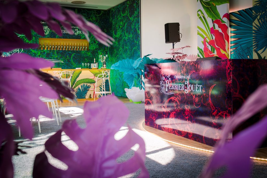 Blogger and Model Alexandra Lapp attending the Perrier-Jouët event in Munich where the famous Champagne house transformed Munich into an urban jungle, all under the motto “Art of the Wild”. 