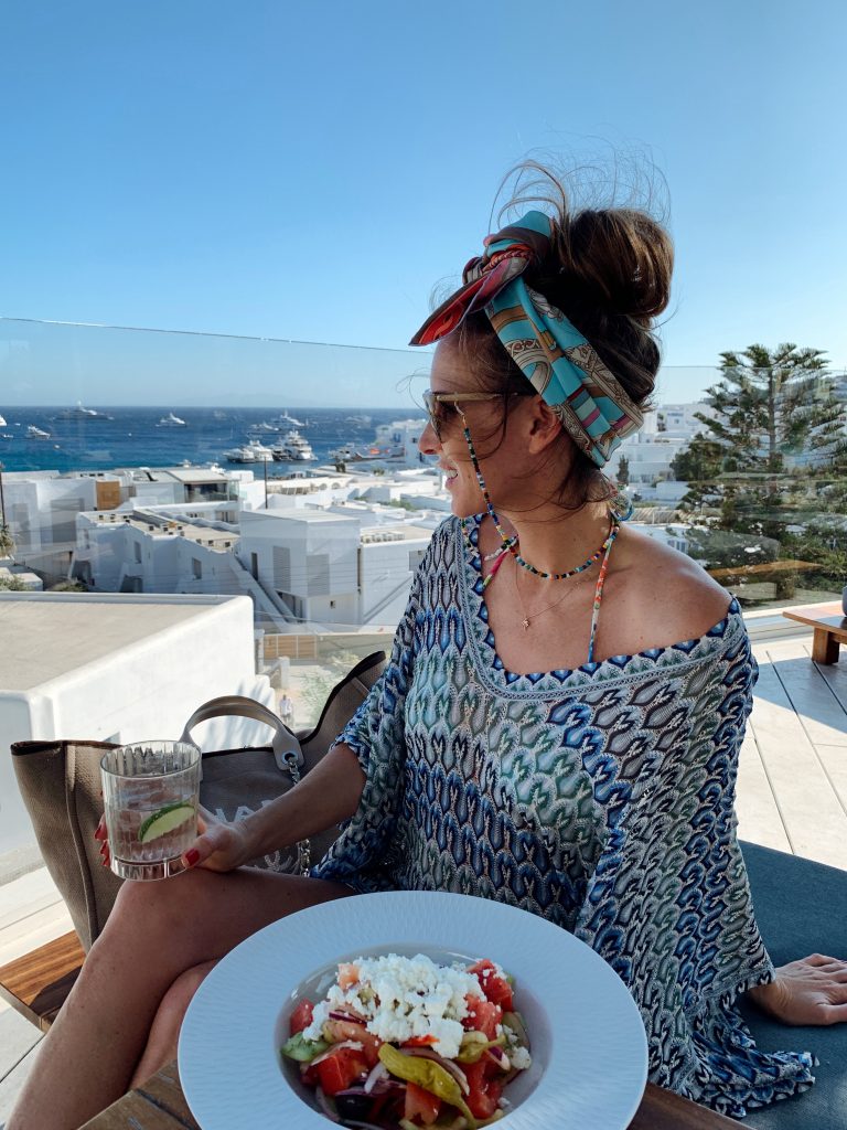 Silvia Tcherassi, Hermès, Chanel, Gianvito Rossi, miu miu, H&M, Zara, Céline, Dior, Rhode Resort, Seafolly, Hemand und Nandita, Sensi Studio, Simone Rocha, TKEES, Ba&sh, Lovers + Friends, Prada, Milkwhite, Missoni, Jets by Jessika Allen Alexandra Lapp in a Mykonos Look is seen on vacation on the Greek Islands