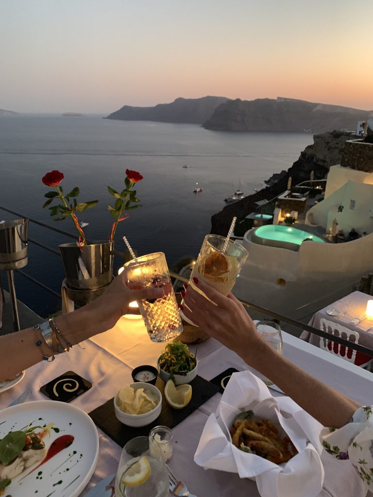 Alexandra Lapp in a Santorini Look is seen on vacation on the Greek Islands