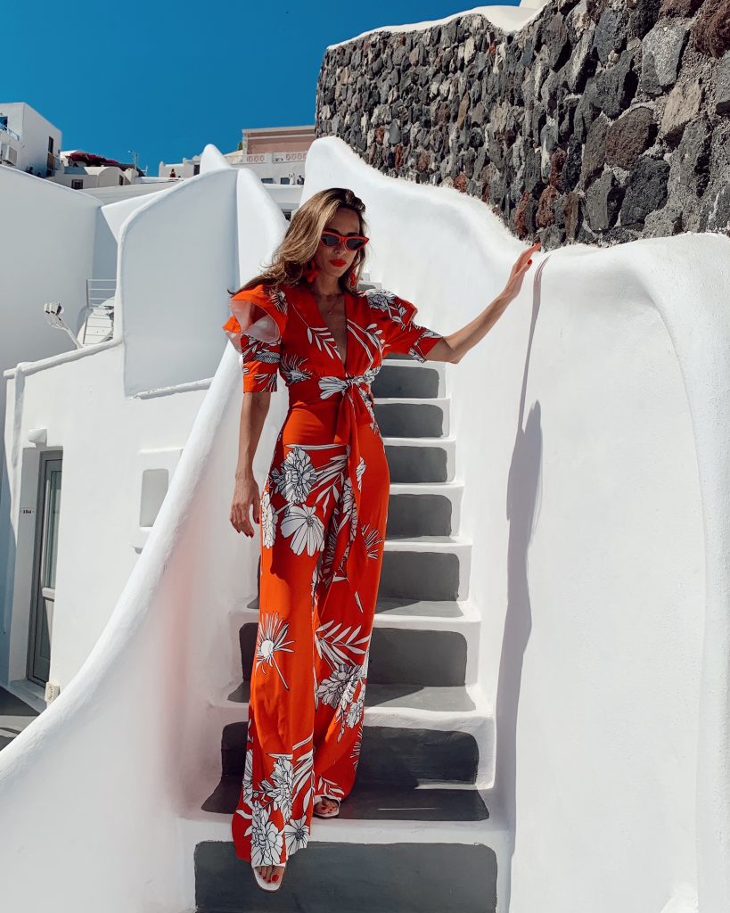 Alexandra Lapp in a Santorini Look is seen on vacation on the Greek Islands