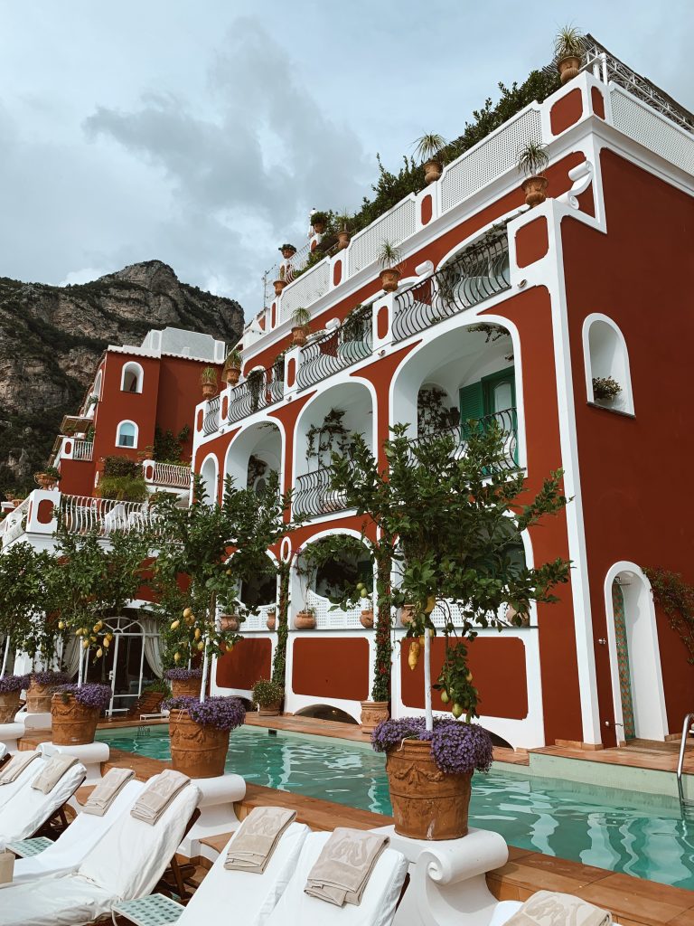 Alexandra Lapp is seen wearing a Positano Look during her vacation at the hotel Le Sirenuse in Positano, Italy.