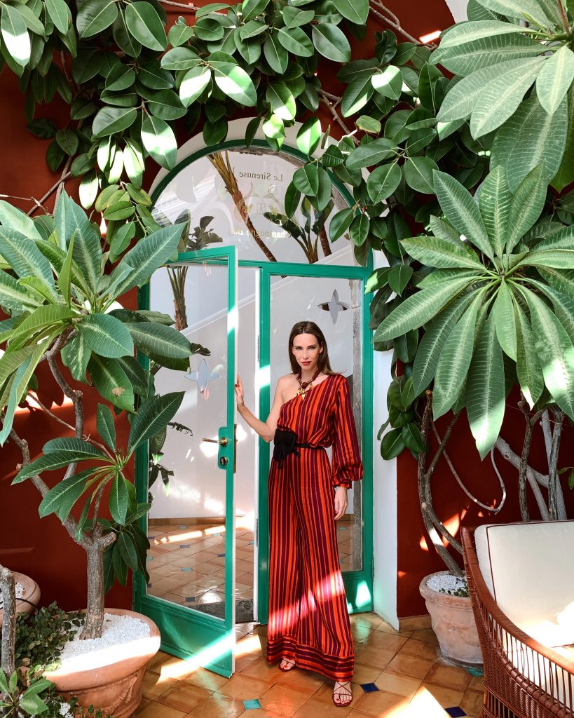 Alexandra Lapp is seen wearing a Positano Look during her vacation at the hotel Le Sirenuse in Positano, Italy.