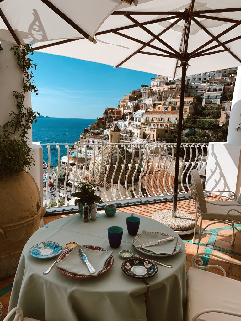 Alexandra Lapp is seen wearing a Positano Look during her vacation at the hotel Le Sirenuse in Positano, Italy.