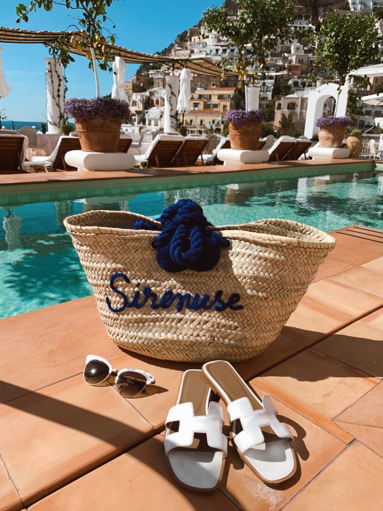 Alexandra Lapp is seen wearing a Positano Look during her vacation at the hotel Le Sirenuse in Positano, Italy.