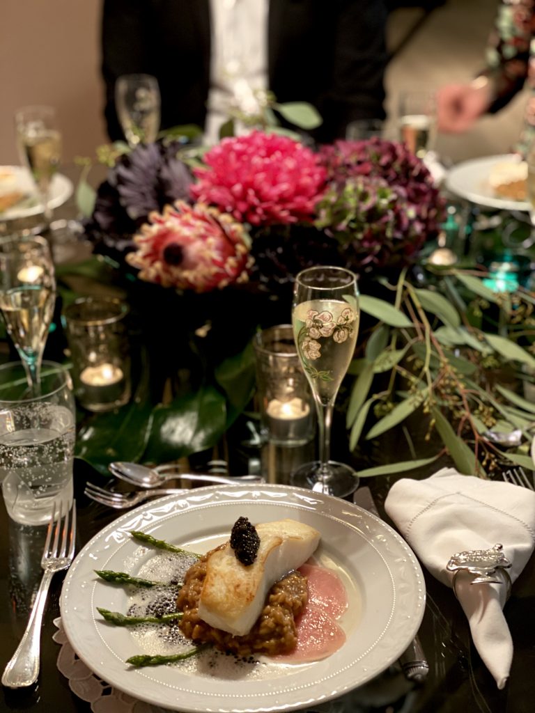 Dinner with friends, Aki Kaviar, Kaviar, Perrier-Jouët, Champagne, Blanc de Blancs, Belle Époque Alexandra Lapp having a private dinner with friends, Perrier-Jouët and Aki Kaviar at her home.