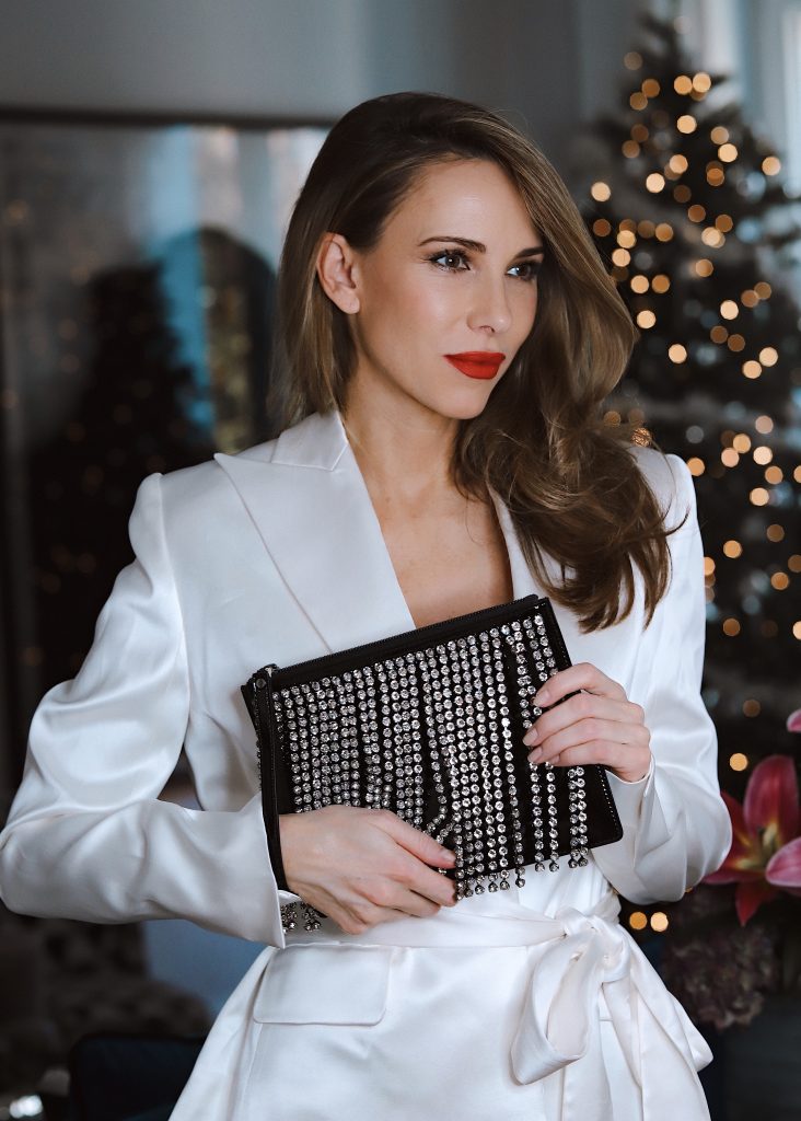 Alexandra Lapp is seen wearing different Festive Season Looks from The Outnet, Badgley Mischka, Loraine by Dannijo, Halpern, Iosselliani, Alexandre Vauthier, Claudie Pierlot, Christopher Kane on Dezember 2019