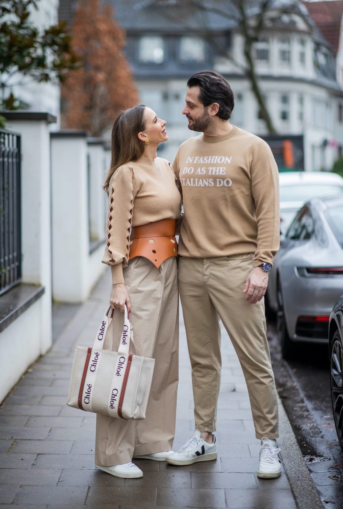 Alexandra Lapp is seen wearing couple looks with Daniel Kozniewski by Breuninger