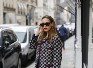 Alexandra Lapp, Gucci logo print, Chanel, Fendi, Celine, Agolde, Blazer, Jacket, Chanel, Saint Laurent, Streetstyle Shooters, Max Mara, Tiffany & Co., Saint Laurent, Gianvito Rossi, Aquazzura