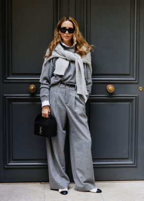 Alexandra Lapp is seen wearing cozy and casual looks during Paris Fashion Week Fall/Winter.