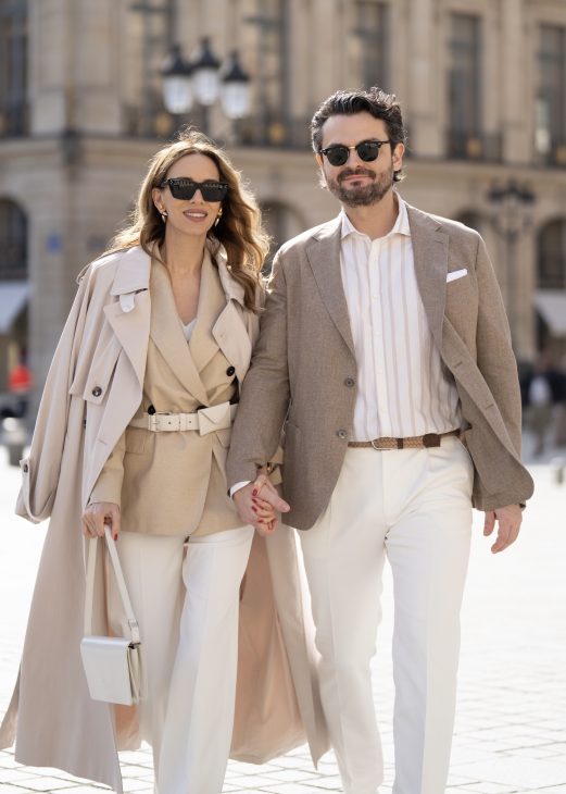 Alexandra Lapp is seen wearing her favorite blazer shapes during Paris Fashion Week.