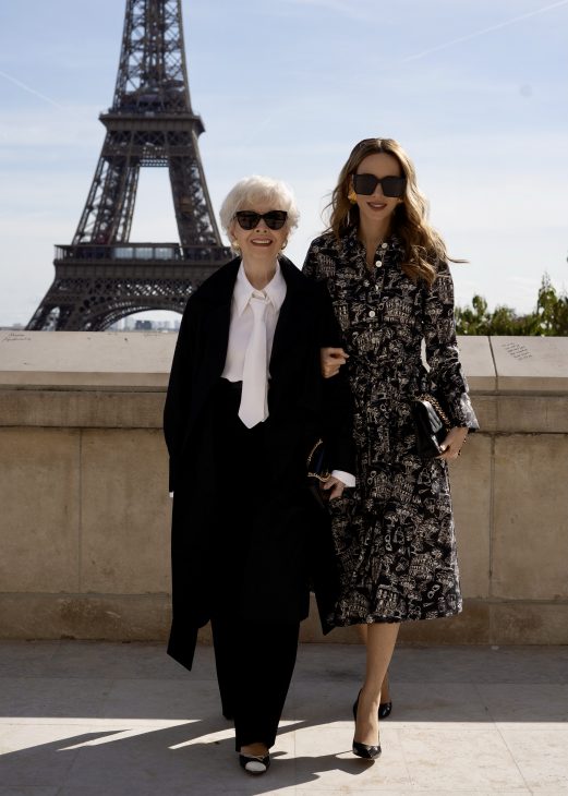 Alexandra Lapp is seen wearing the second drop with Seidensticker of her collection in Paris.