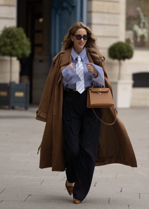 Alexandra Lapp, Alexandra Lapp x Seidensticker, Paris, Parisian Style, Vintage, Blouses, Skirts, Dresses, Seidensticker, Fashion, Hermès, Celine, Saint Laurent, Chanel, Louboutin, Silhouettes, Modern, Fresh, Coral, Navy, crisp whites, modern twist, Streetstyle, Fashion Week, Savoir vivre, French Style, high quality, couture Alexandra Lapp is seen wearing pieces of the third drop of her Alexandra Lapp x Seidensticker collaboration in Paris.